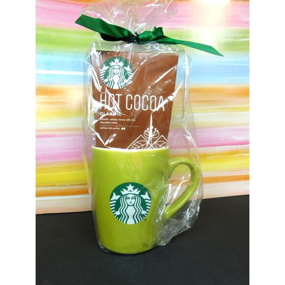 Starbucks Mug & Hot Cocoa Green Cup Mermaid Wrapped Gift Set - Picture 1 of 6